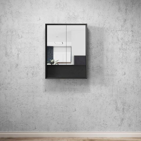 Otti Marlo Matte Black Mirror Cabinet 600mm