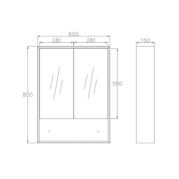 Otti Marlo Matte Black Mirror Cabinet 600mm