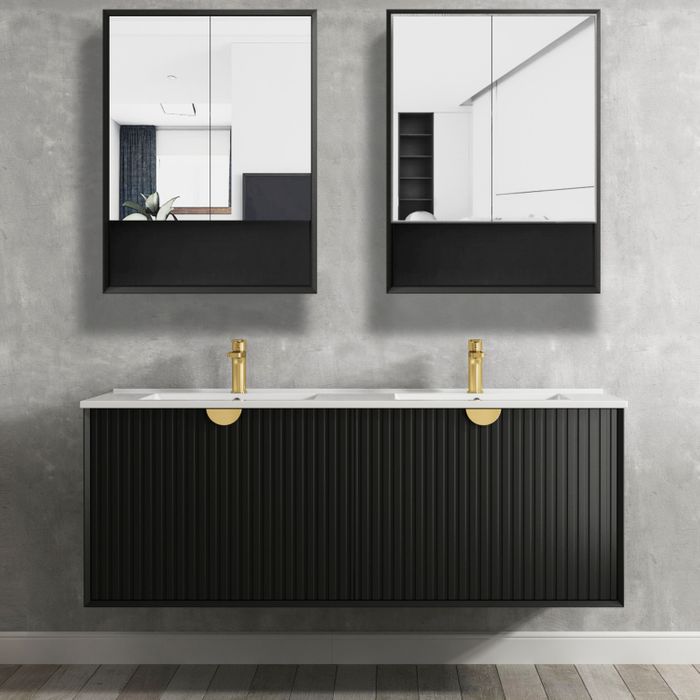 Otti Marlo Matte Black Mirror Cabinet 600mm