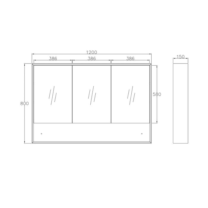 Otti Marlo Matte Black Mirror Cabinet 1200mm