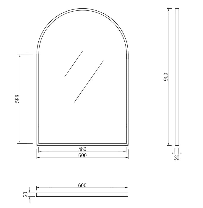 Otti Archie Metal Framed Mirror 900x600mm