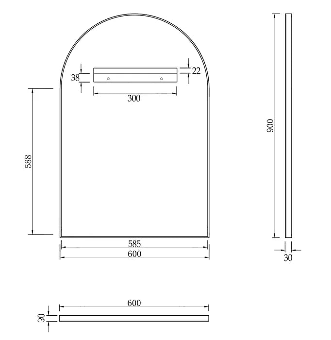 Otti Archie Metal Framed Mirror 900x600mm