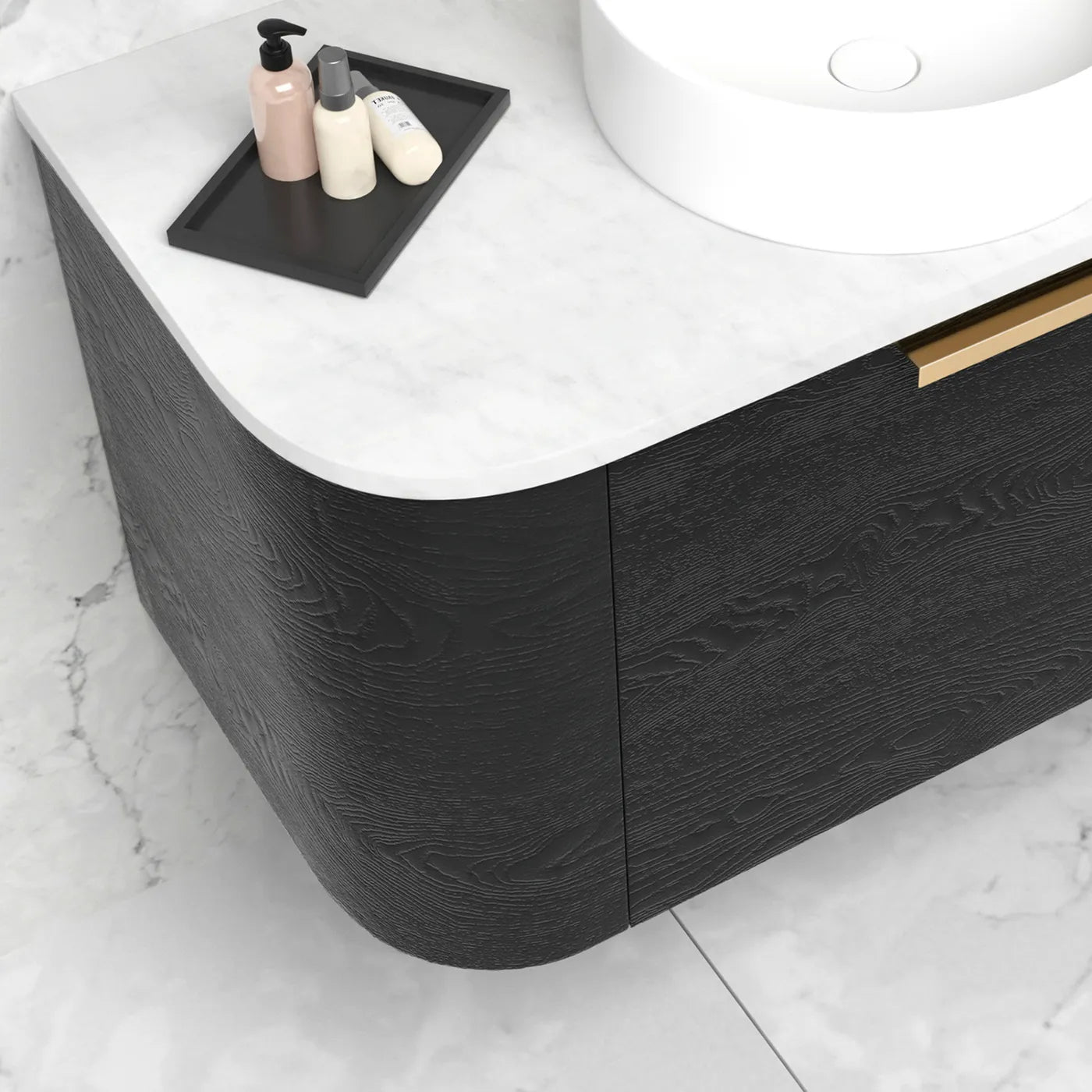 Otti Bondi Black Oak Curve Wall Hung Vanity 750mm
