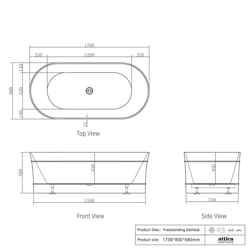 Otti Bondi 1700mm Freestanding Bath Gloss White