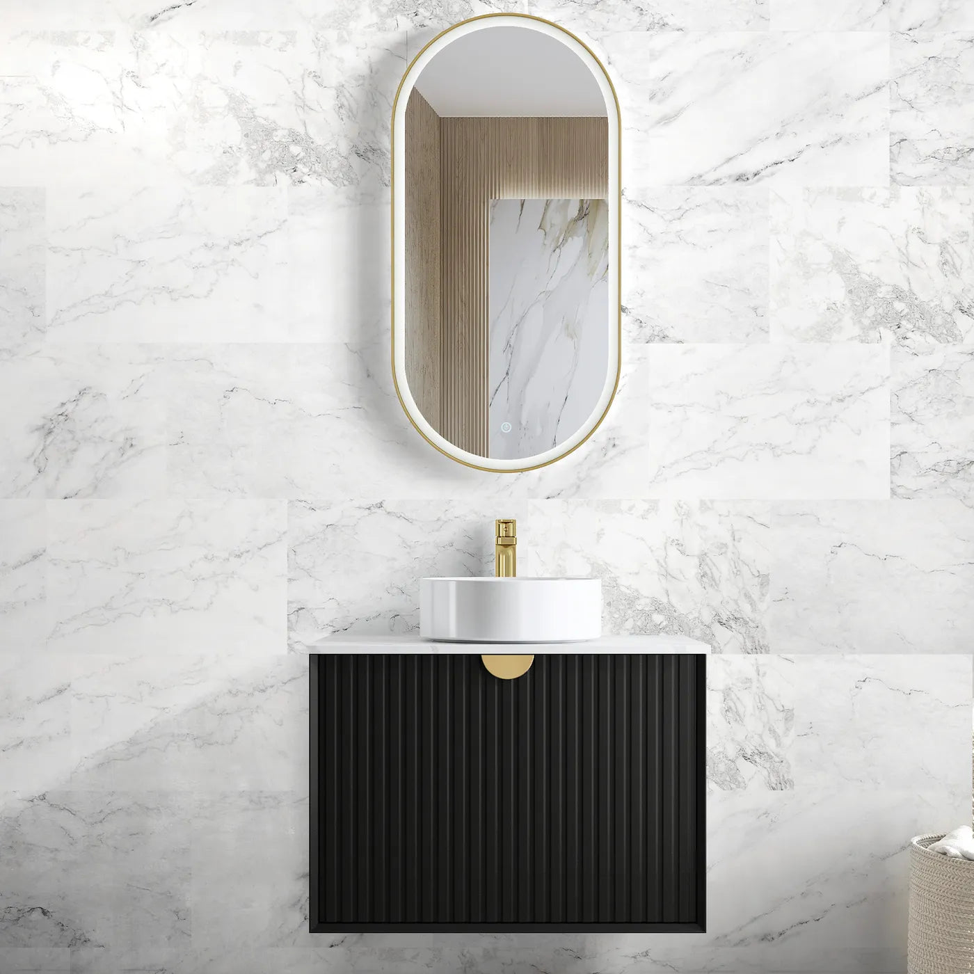 Otti Marlo Matte Black Wall Hung Vanity 750mm
