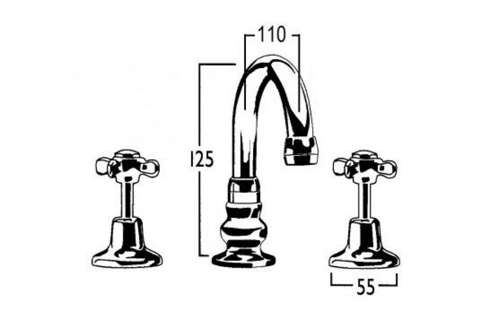 CB Ideal Heritage Basin Set With Fixed Gooseneck Outlet
