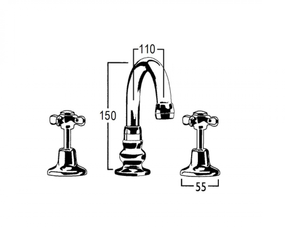 CB Ideal Heritage Basin Set with Swivel Gooseneck Outlet