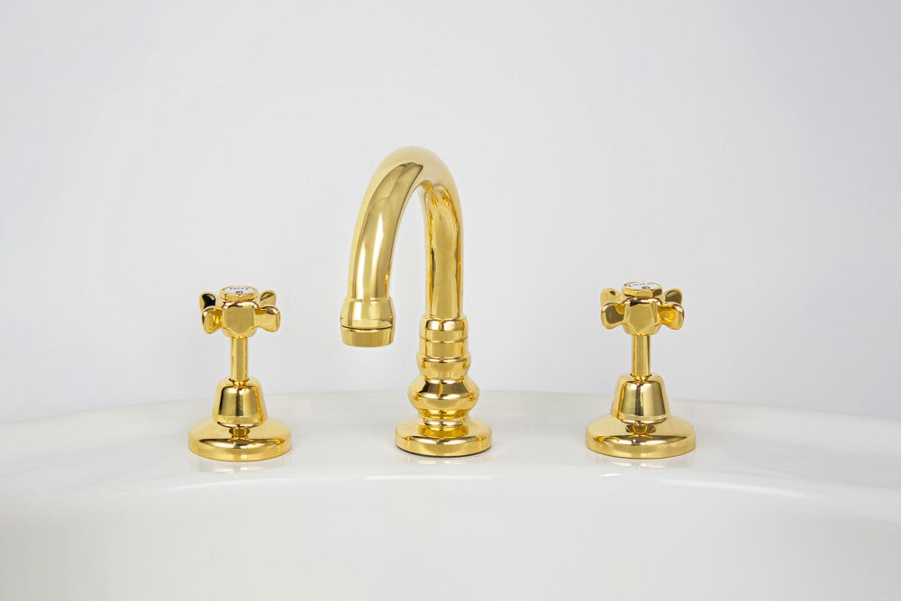 traditional bathroom Basin Set with Swivel Gooseneck Outlet gold 