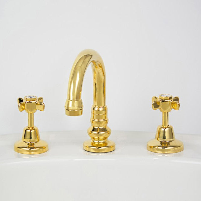 traditional bathroom Basin Set with Swivel Gooseneck Outlet gold 