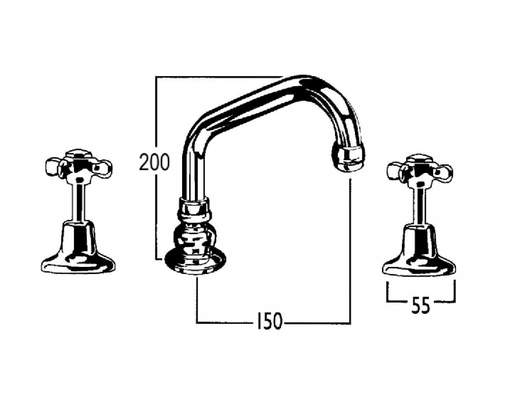 CB Ideal Heritage Basin Set with Swivel Upswept Outlet