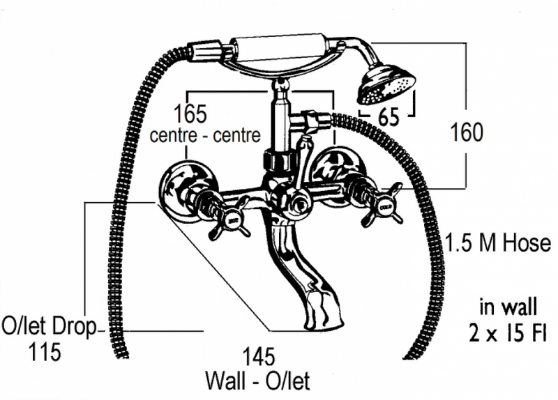 CB Ideal Heritage Bath Spout / Hand Shower With Diverter