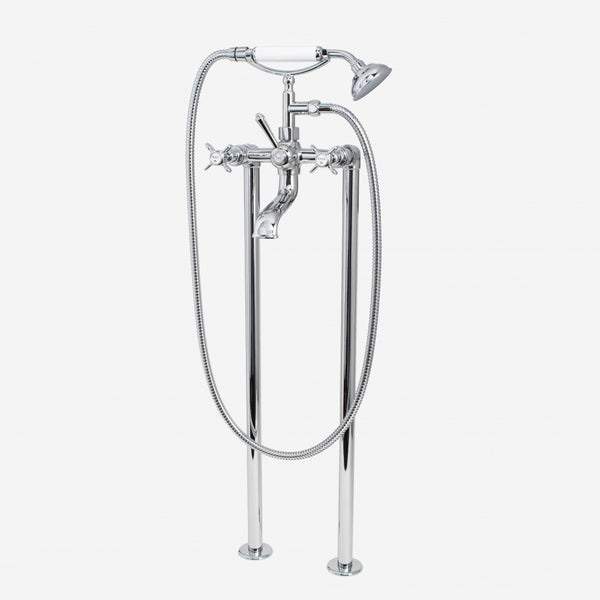 CB Ideal Heritage Cast Bath/Shower Diverter with Cradle & Handshower with 715mm Floor Legs