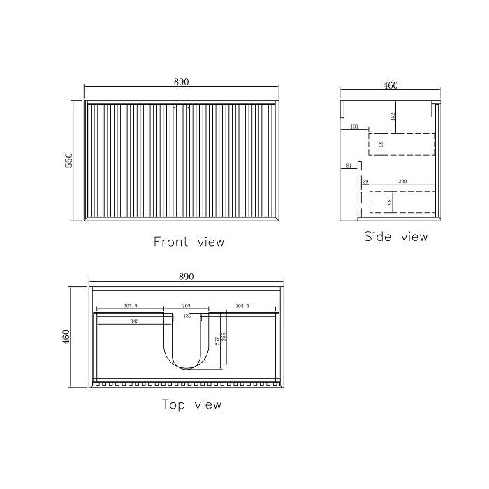 Otti Marlo Matte Black Wall Hung Vanity 900mm