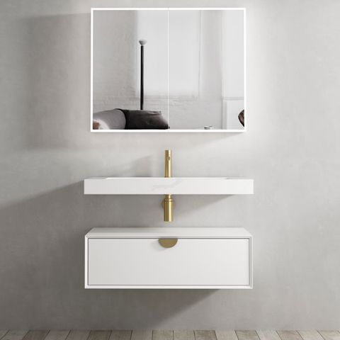 White Wall Hung Vanity Cabinet 900mm with Soft Close Drawers