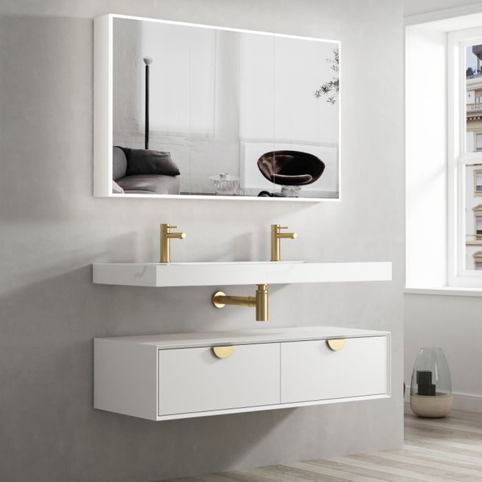Otti Moonlight Wall Hung Matte White Basin 1200x460