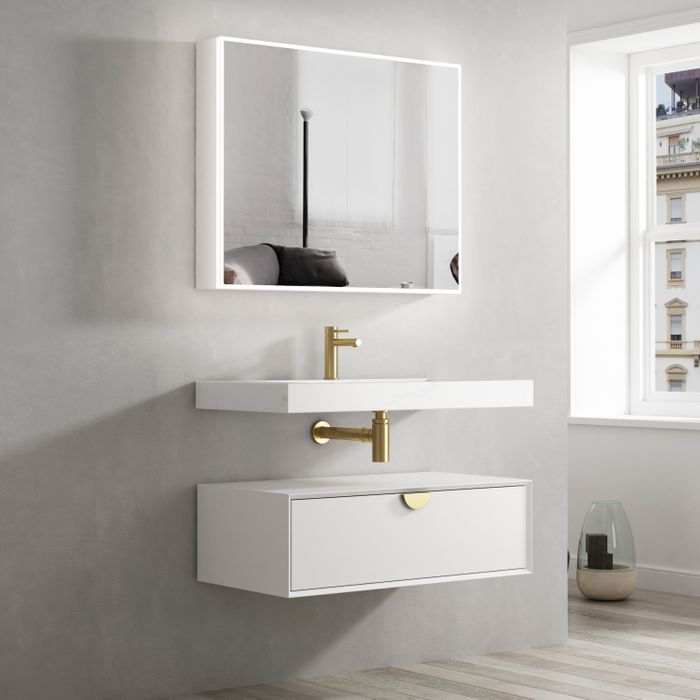 Otti Moonlight Wall Hung Matte White Basin 900x460