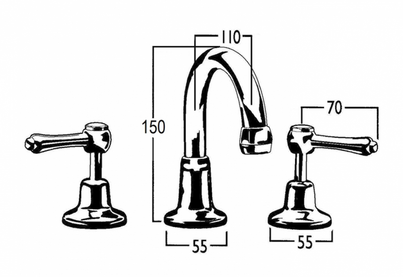 CB Ideal Roulette Lever Basin Set With Fixed Swivel Outlet