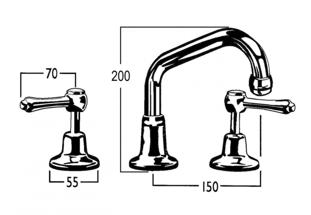CB Ideal Roulette Lever Basin Set With Swivel Upswept Outlet