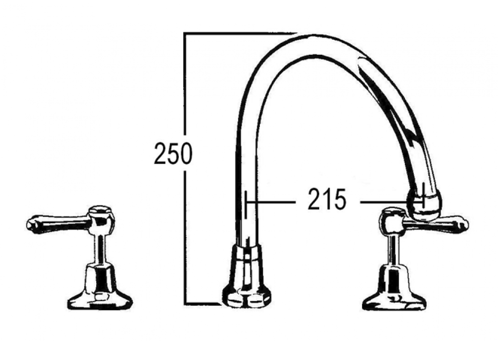 CB Ideal Roulette Lever Hob Set with Swivel Gooseneck Spa/Bath Filler