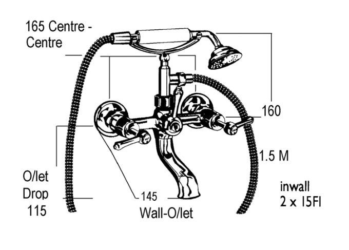 CB Ideal Roulette Lever Bath Spout / Hand Shower With Diverter