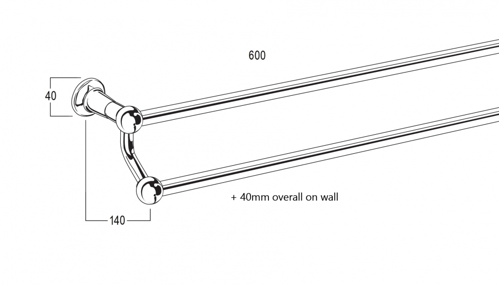 CB Ideal Roulette Double Towel Rail 600mm