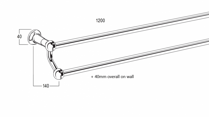 CB Ideal Roulette Double Towel Rail 1200mm