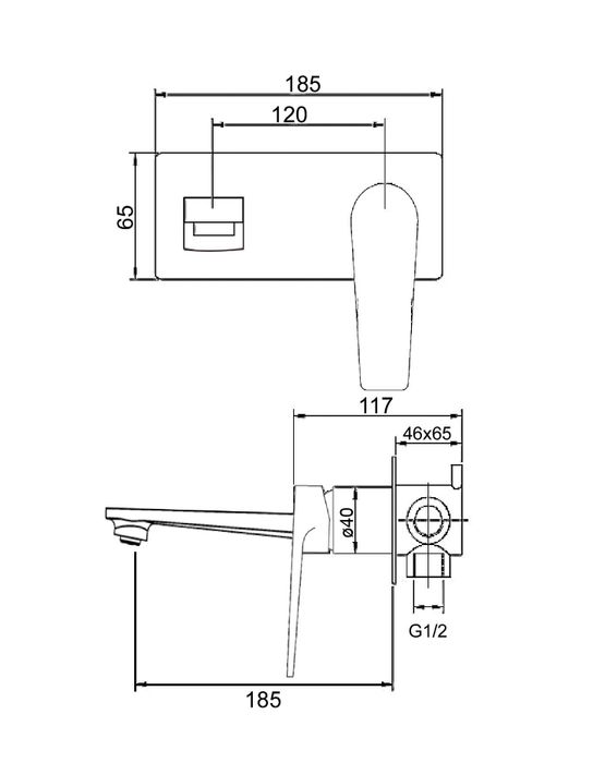 Zevio Wall Basin Mixer Gun Metal (7152456564887)